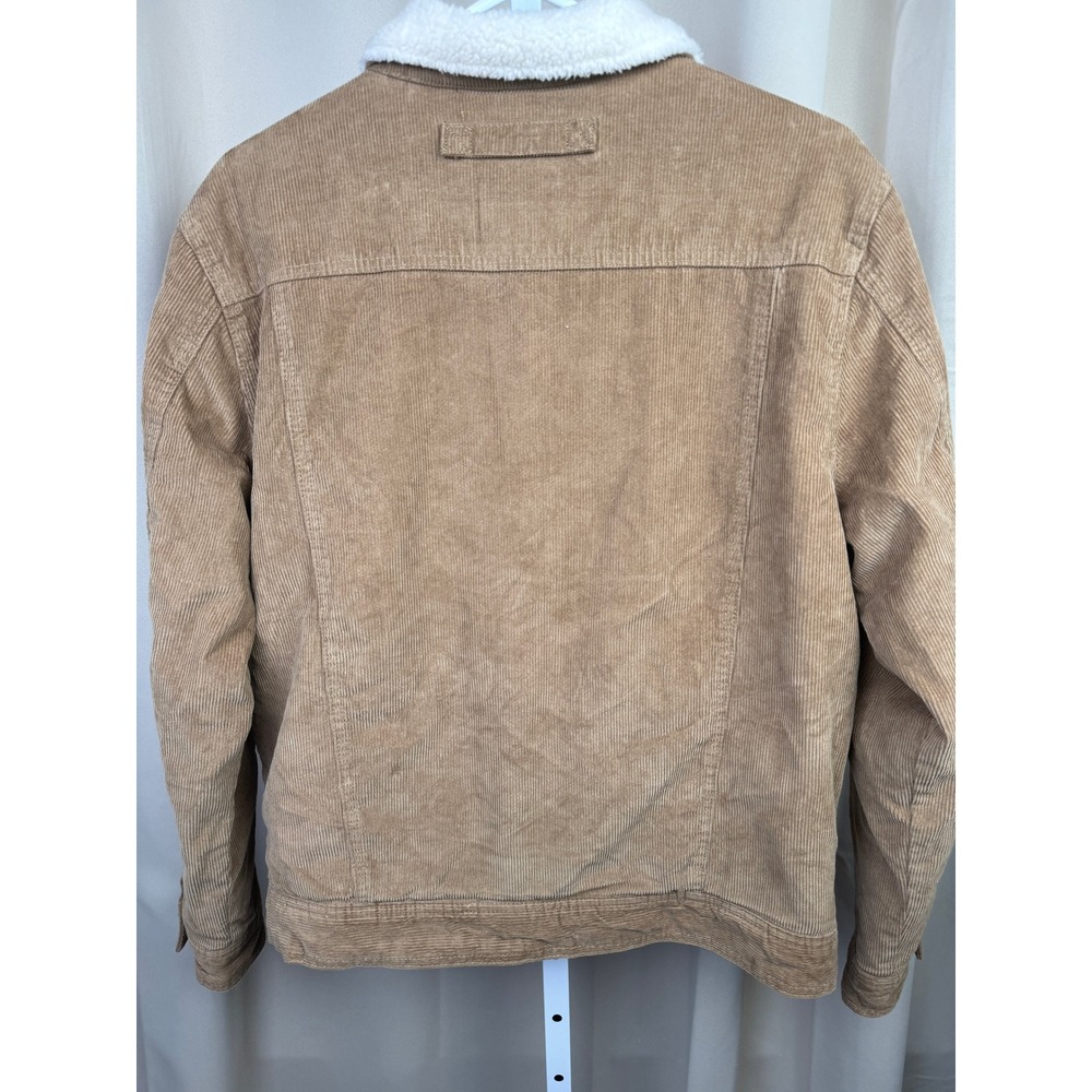 MBX Corduroy Sherpa Lined Trucker Jacket Men's Medium Tan Beige Cozy Western - Picture 4 of 6